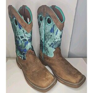 NEW Justin SE4355 Women's 9B Waterproof EH Square Toe Western Boots Turquoise
